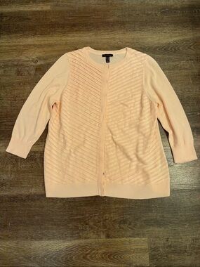 Women’s Light Pink Knit Button-Front Sweater Cardigan